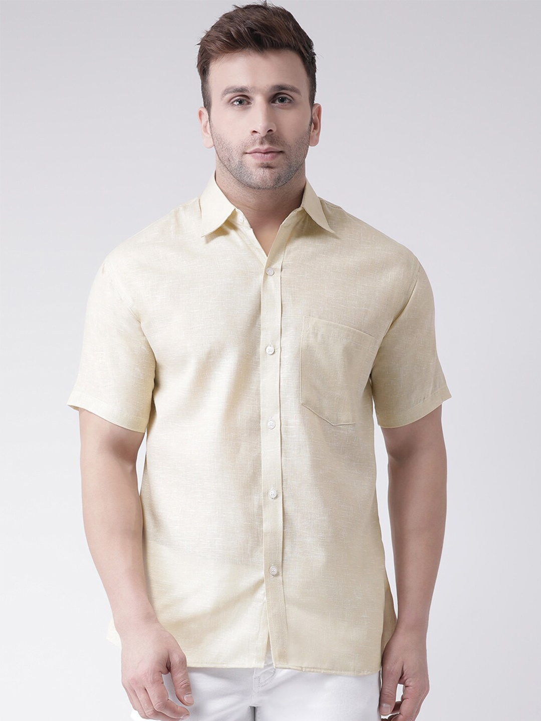 

RIAG Men Beige Casual Cotton Shirt