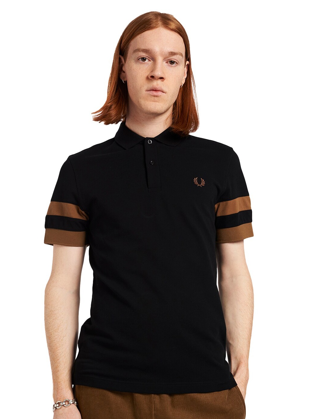 

Fred Perry Men Black Polo Collar Pure Cotton T-shirt