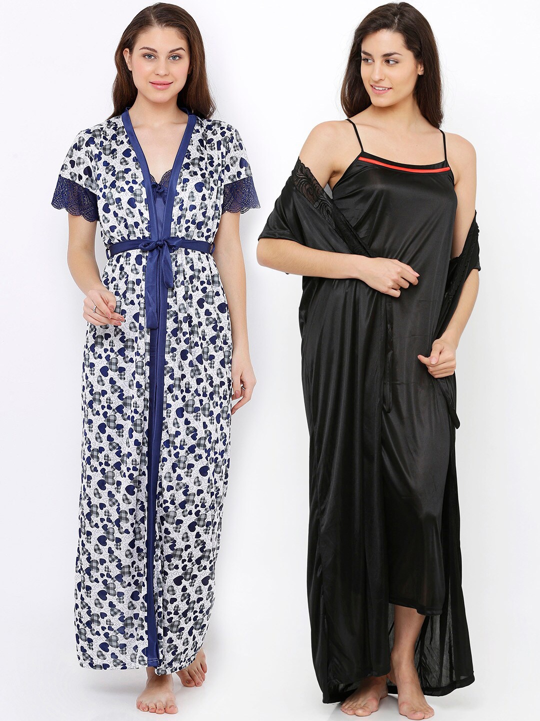 

Pretty Awesome Pack of 2 Printed Maxi Nightdress, White