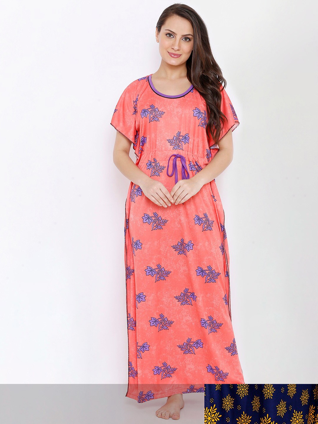 

Pretty Awesome Pack of 2 Kaftan Printed Maxi Nightdress, Orange