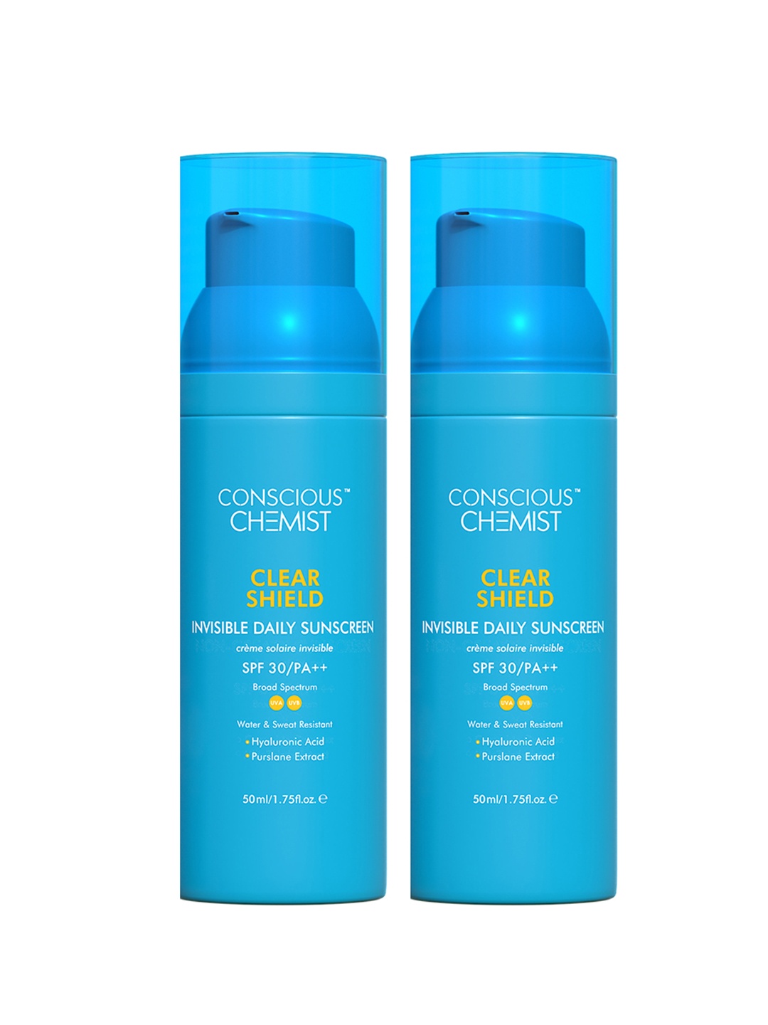 

Conscious Chemist Clear Shield Transparent Matte Sunscreen SPF30 PA+++ Pack of 2, Blue