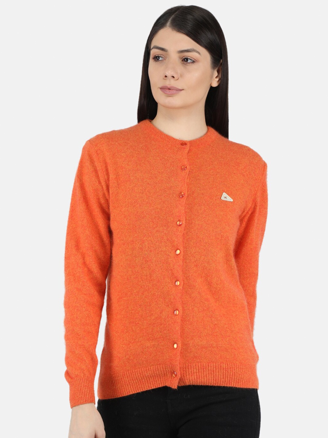 

Monte Carlo Women Plus Size Orange Solid Cardigan