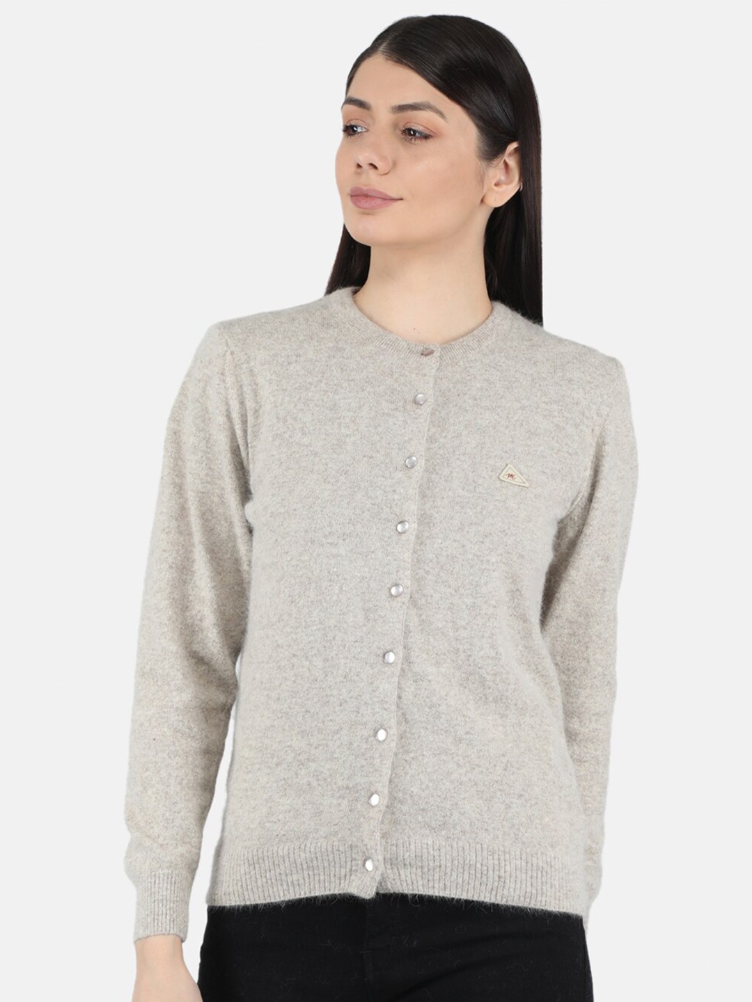 

Monte Carlo Women Plus Size Khaki Solid Cardigan
