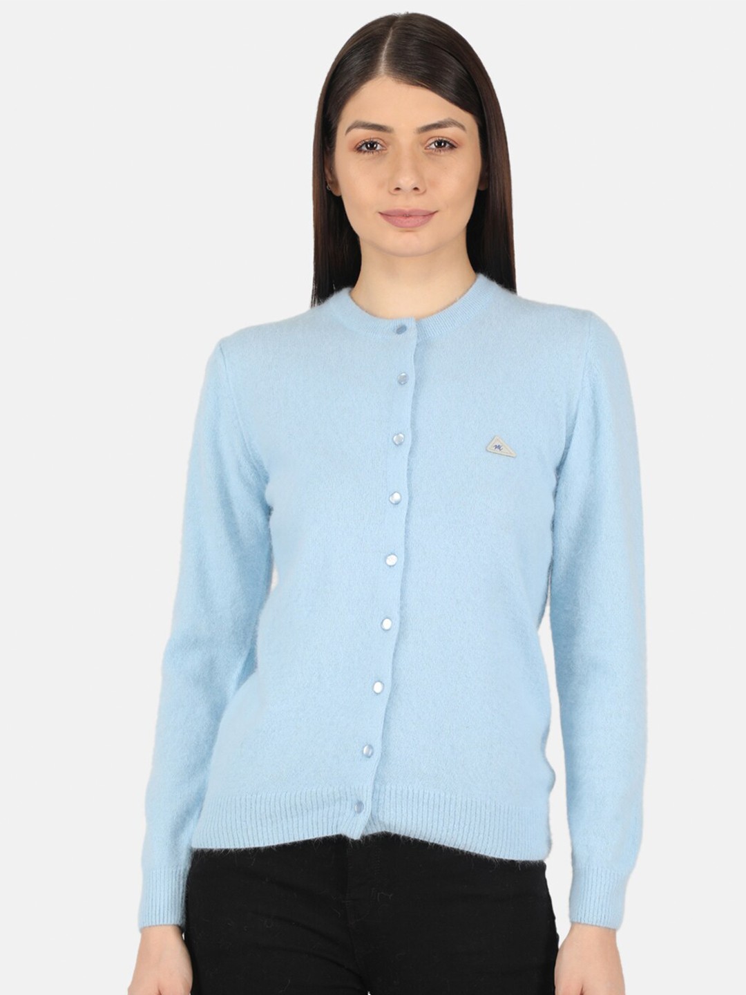 

Monte Carlo Women Plus Size Solid Blue Cardigan