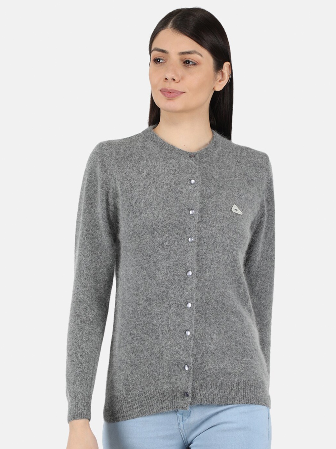 

Monte Carlo Women Plus Size Grey Solid Cardigan