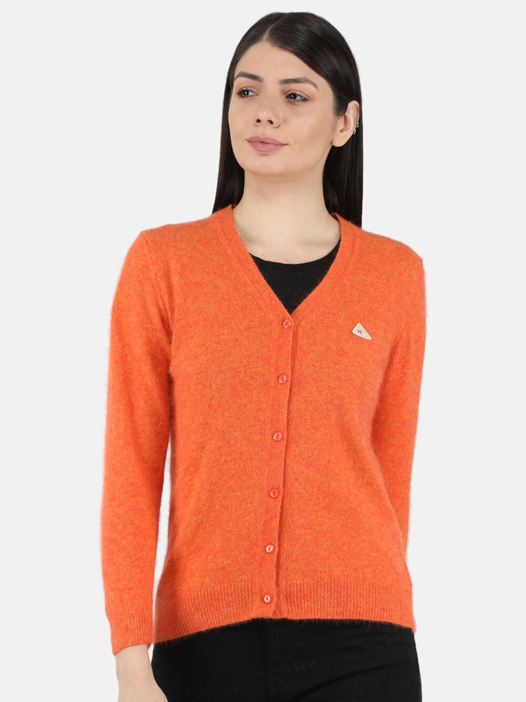 

Monte Carlo Women Plus Size Orange Solid Cardigan