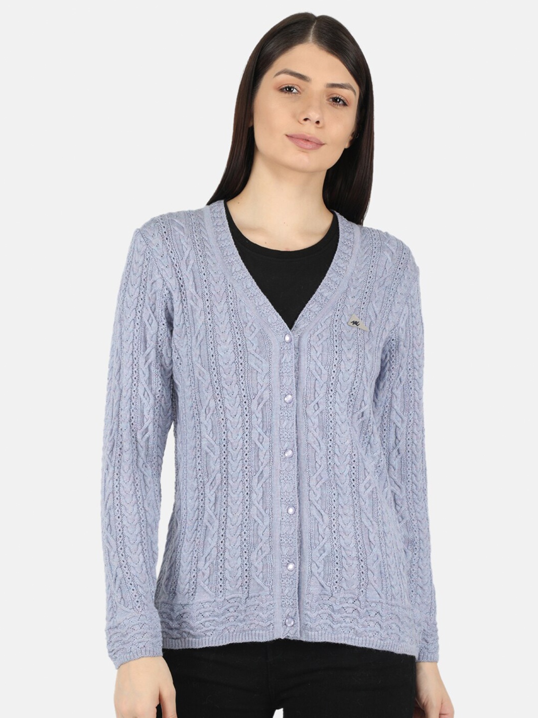 

Monte Carlo Women Blue Cable Knit Cardigan