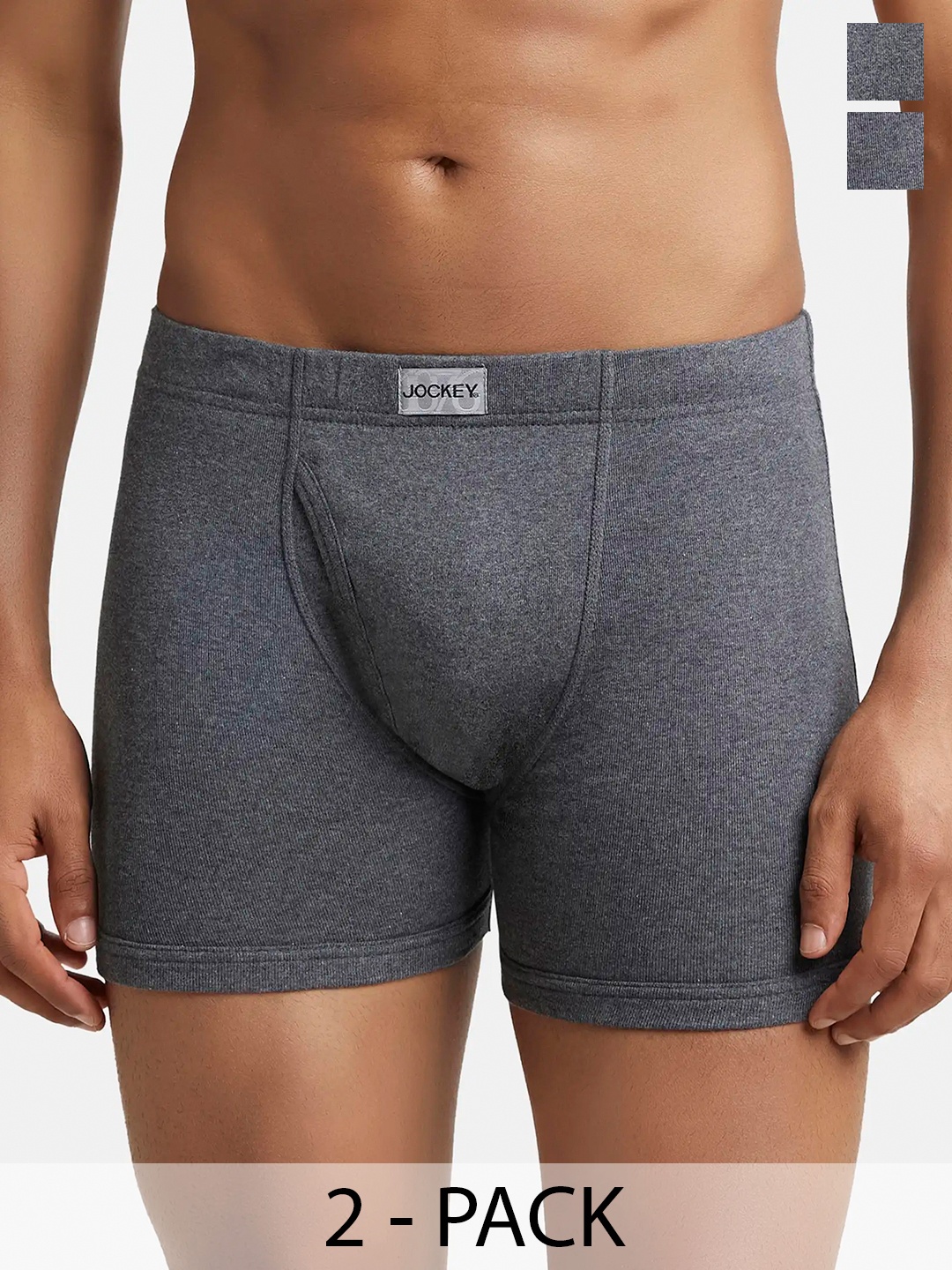 

Pack Of 2 Super Combed Cotton Rib Boxer Brief with Ultrasoft and Durable Waistband-8008, Grey