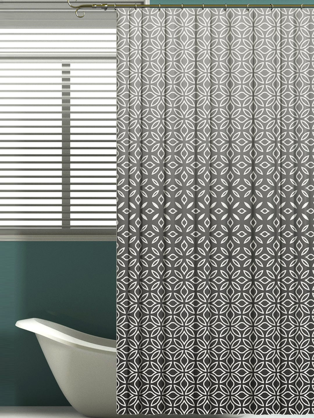 

Aura Grey Printed Water Repellent Shower Curtain