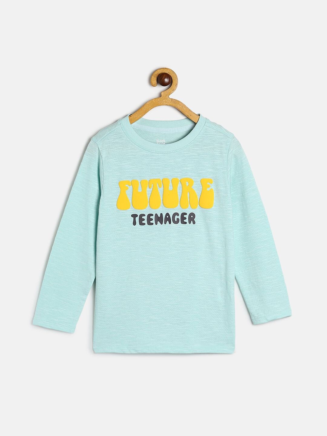 MINI KLUB Boys Blue Typography Printed Organic Cotton T-shirt