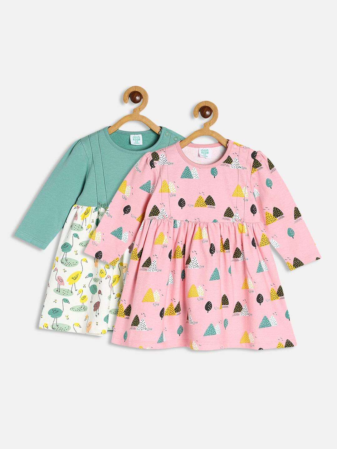 

MINI KLUB Girl Pack of 2 Pink & Turquoise Blue Organic Cotton Dress