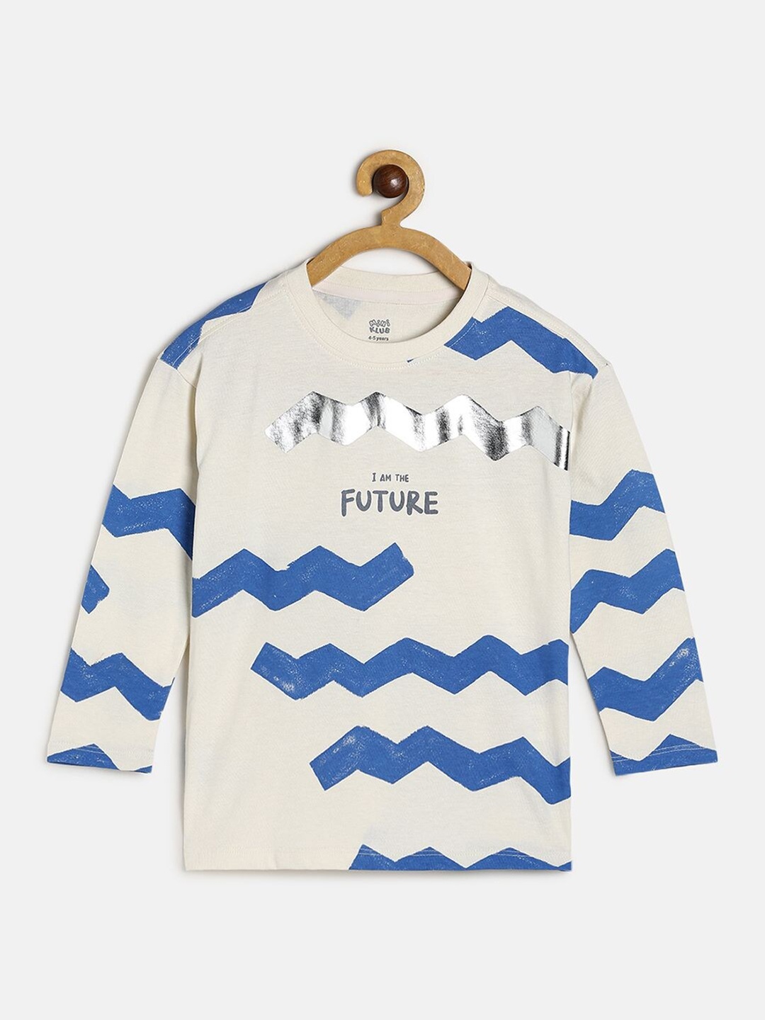 

MINI KLUB Boys Beige & Blue Printed Cotton T-shirt