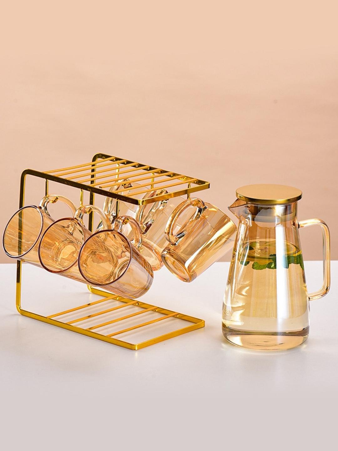 

Nestasia Gold-Toned 7pieces of Glass Jug & Cups