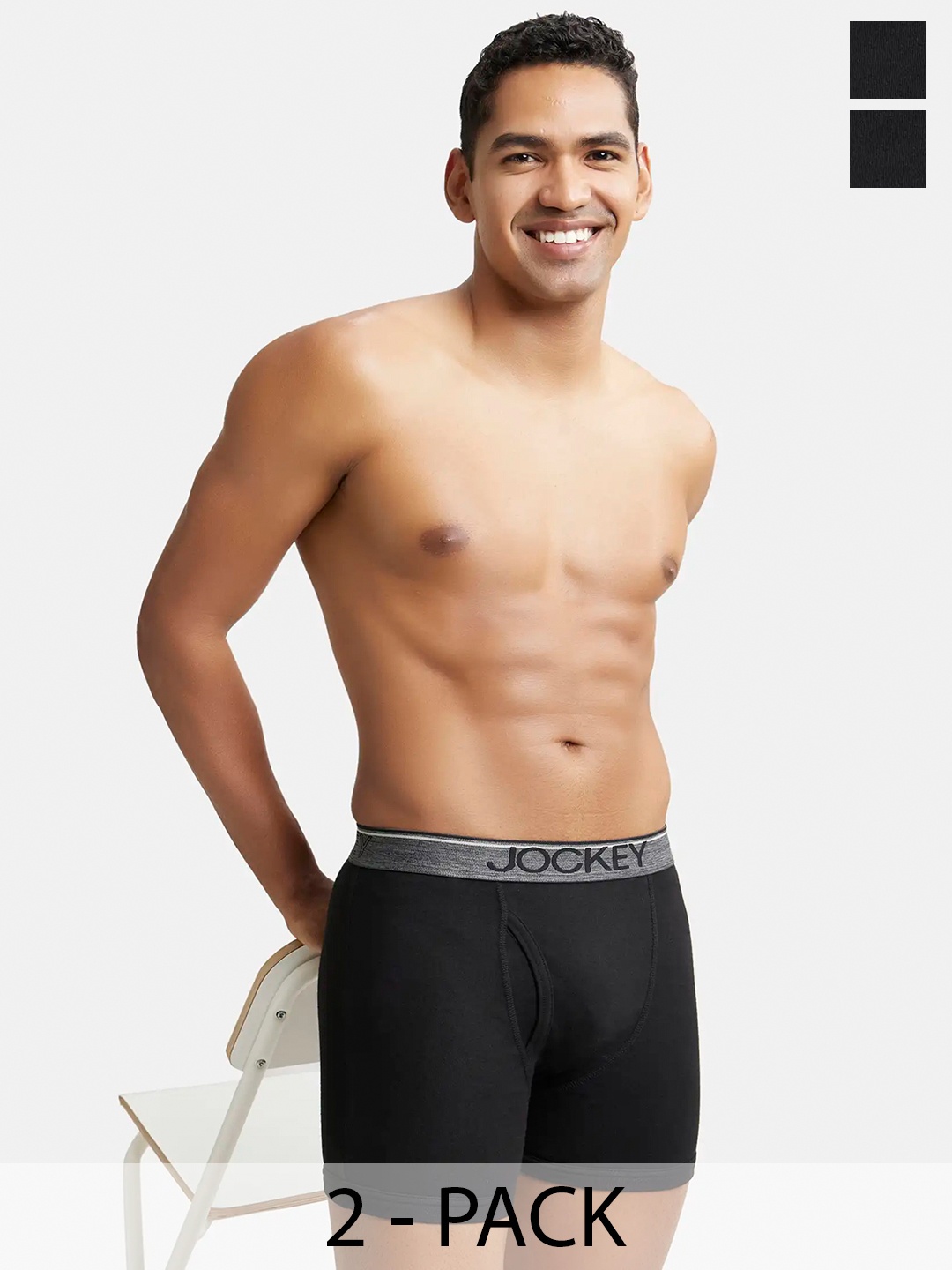 

Pack Of 2 Super Combed Cotton Rib Boxer Brief with Ultrasoft and Durable Waistband-8009, Black