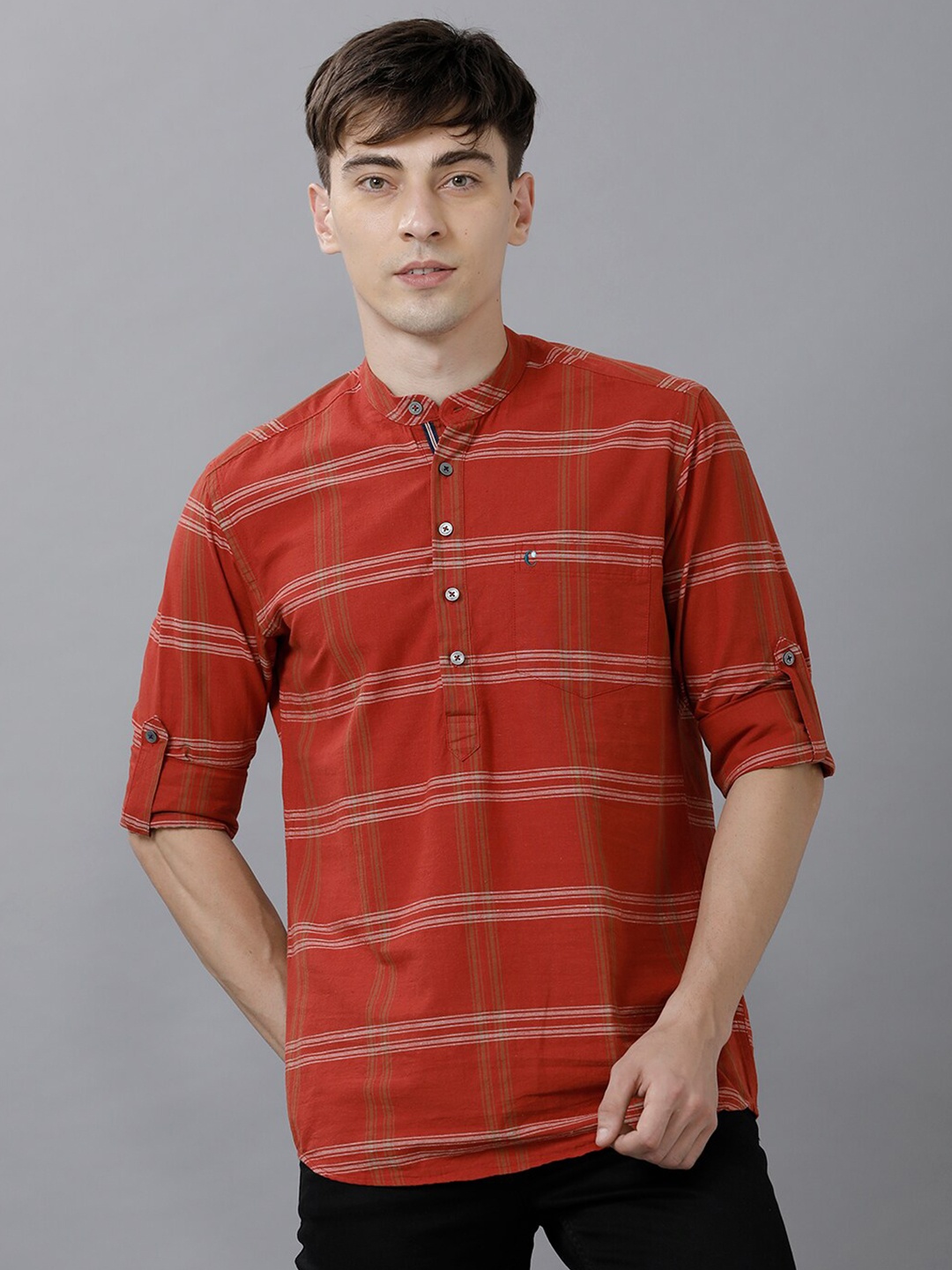 

CAVALLO by Linen Club Men Red Checked Linen Cotton Casual Shirt