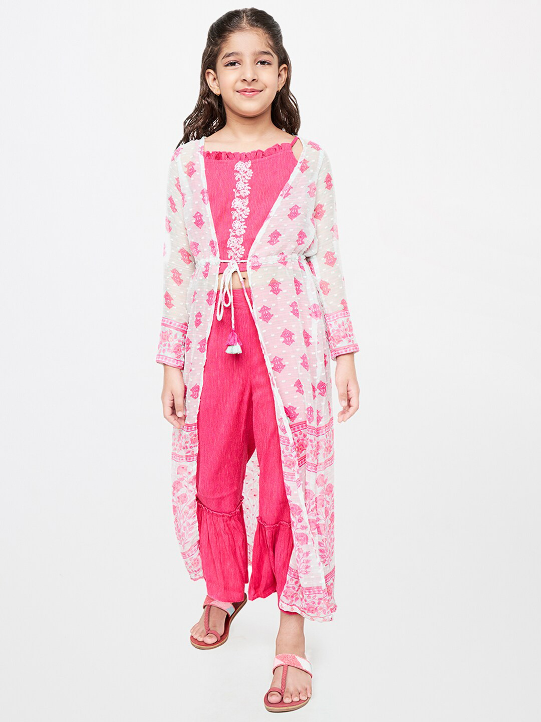 

Global Desi Girls Top With Palazzos, Pink