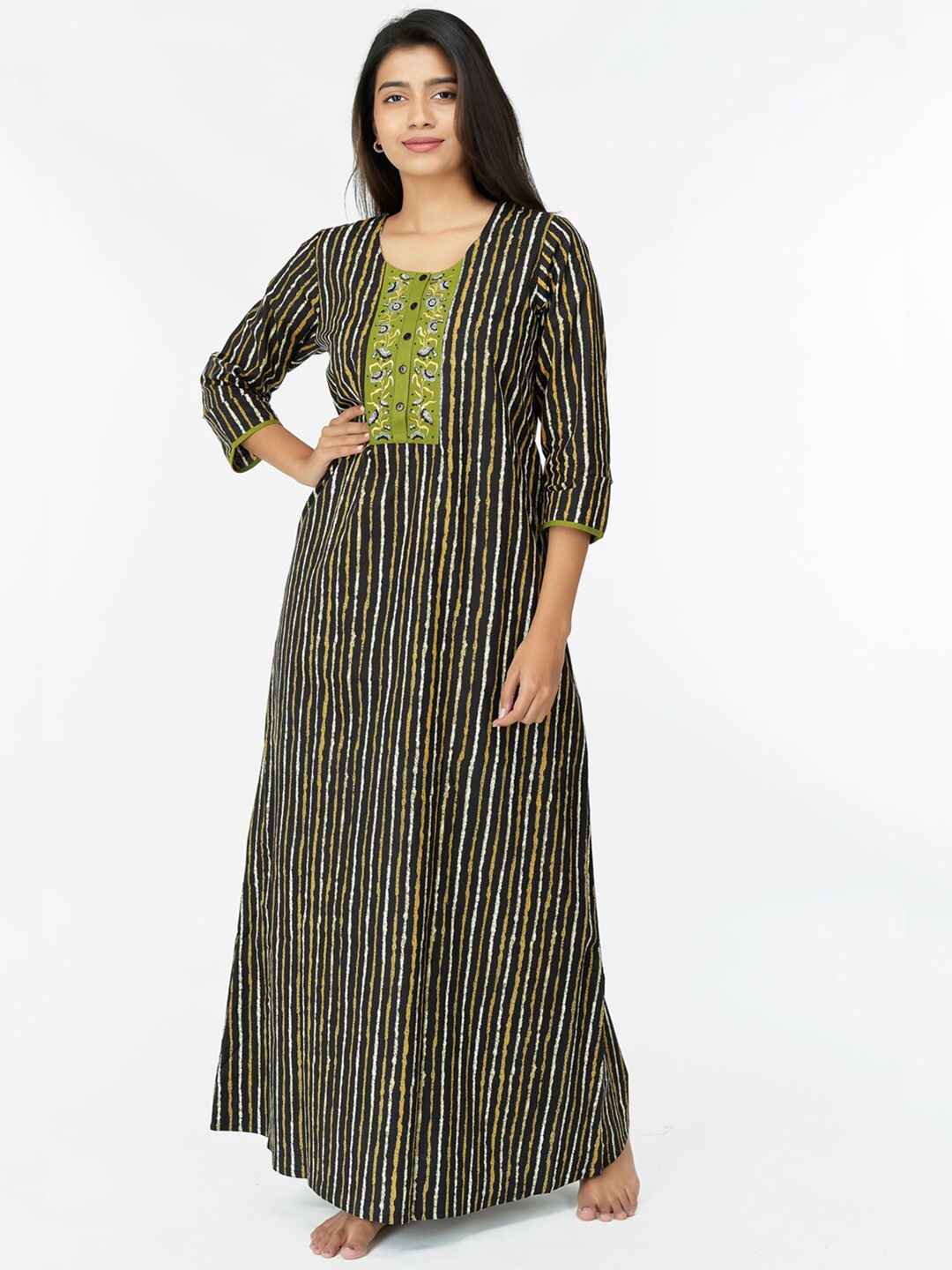 

Maybell Printed Cotton Maxi Nightdress, Black