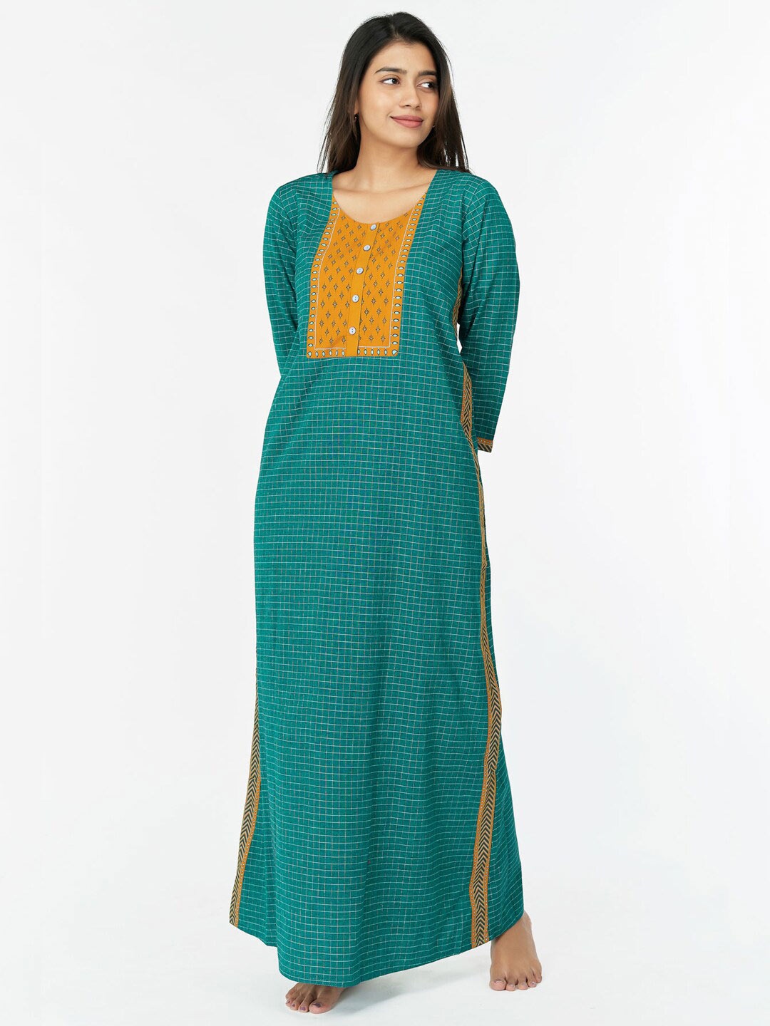 

Maybell Printed Cotton Maxi Nightdress, Green