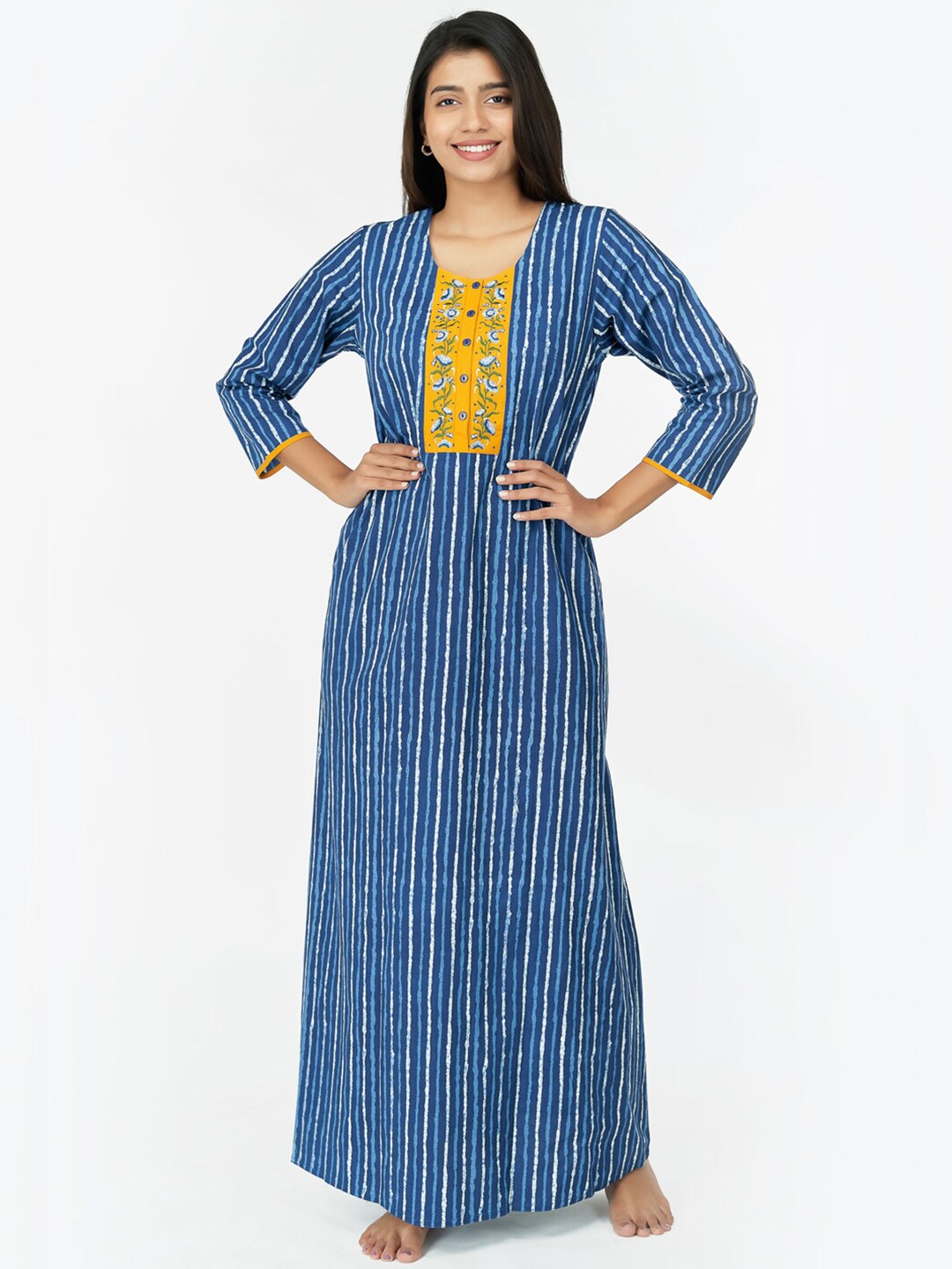 

Maybell Printed Cotton Maxi Nightdress, Blue