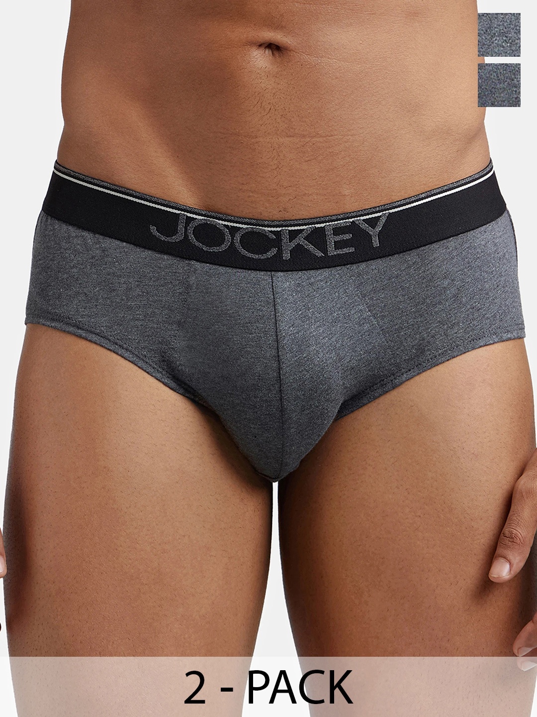 

Jockey Pack Of 2 Super Combed Cotton Solid Brief with Ultrasoft Waistband-8037, Charcoal