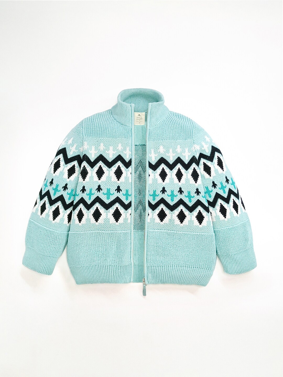

Cherry Crumble Boys Green & Black Printed Cardigan