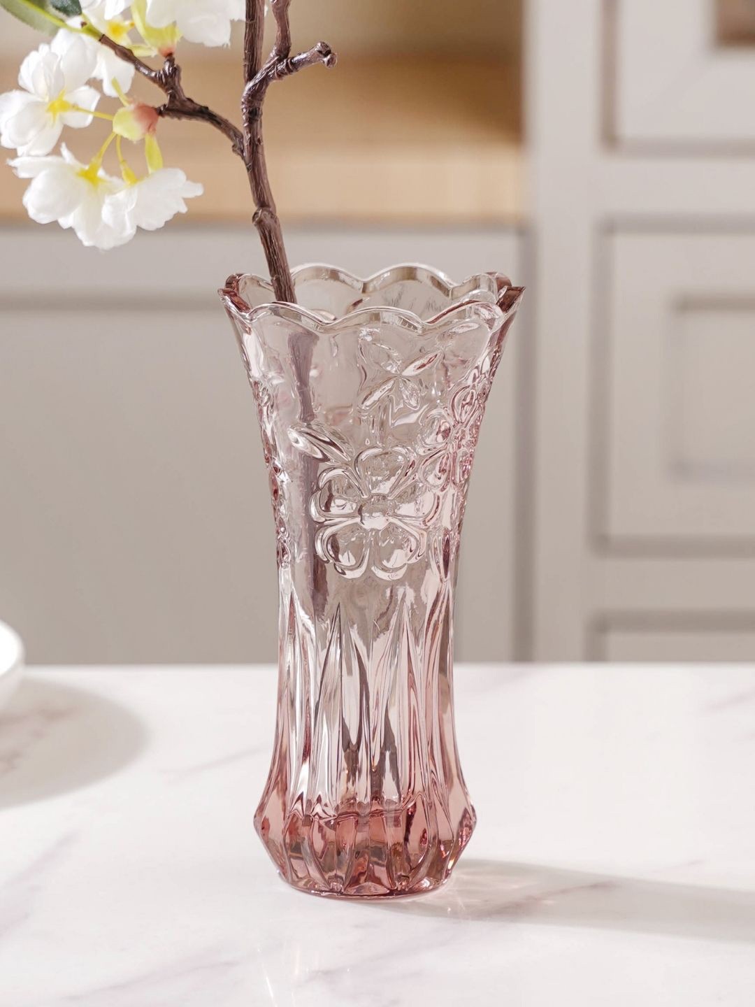 

Nestasia Pink Textured Glass Flower Vase