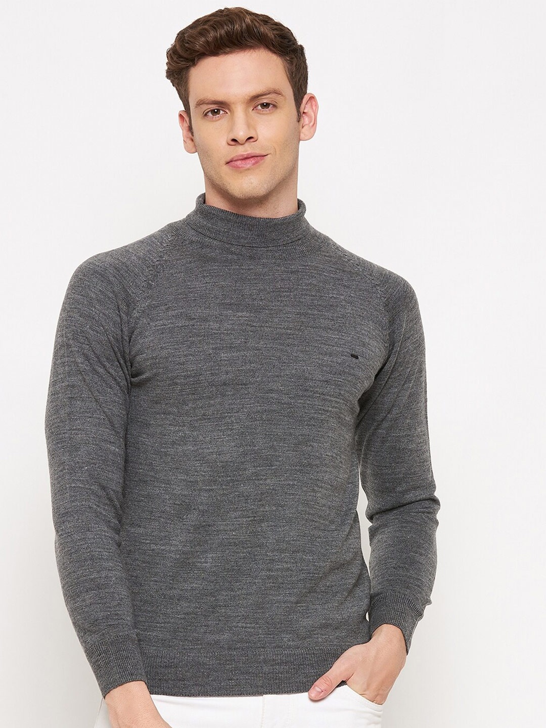 

Okane Men Grey Melange Pullover Sweater