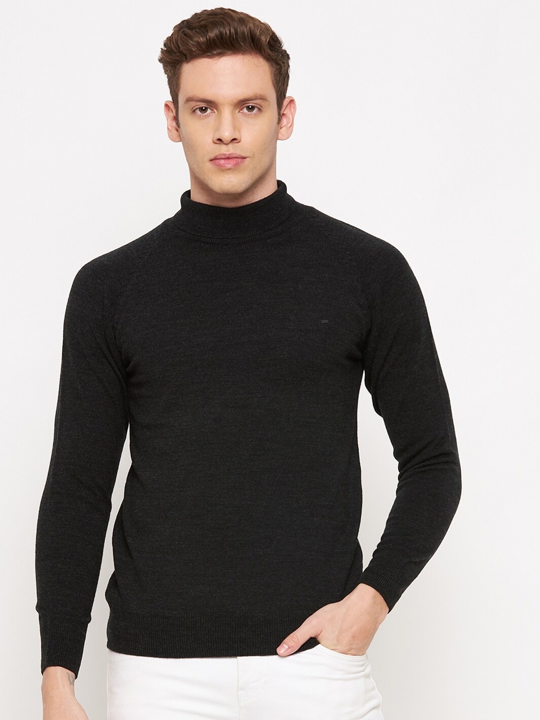 

Okane Men Grey Melange Pullover Sweater