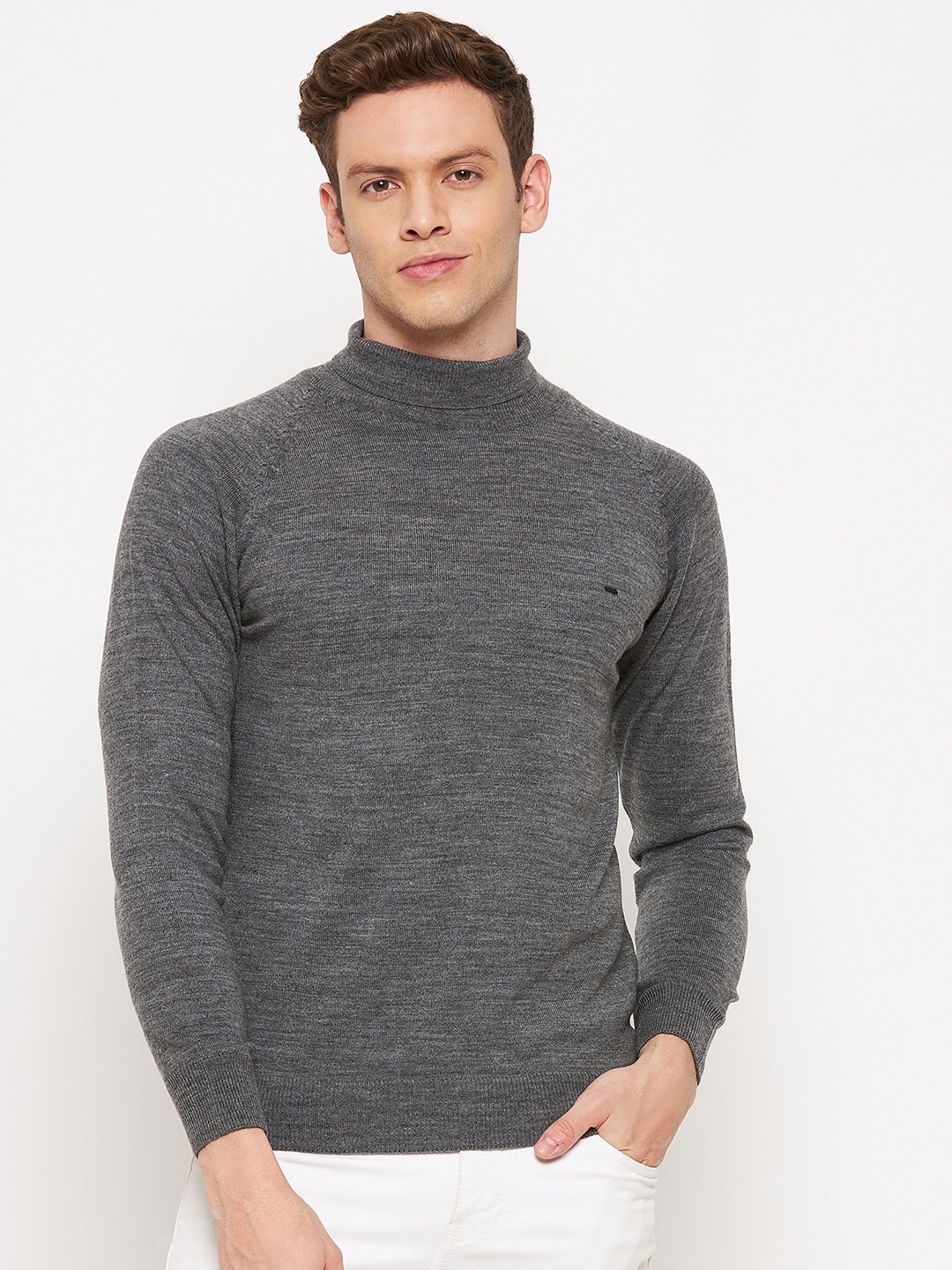

Okane Men Grey Melange Pullover Sweater