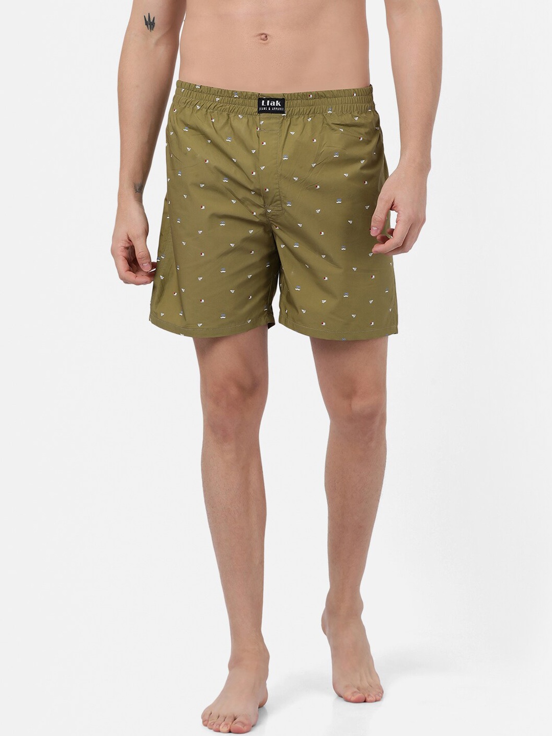 

Llak Jeans Men Green Printed Relaxed-Fit Boxers