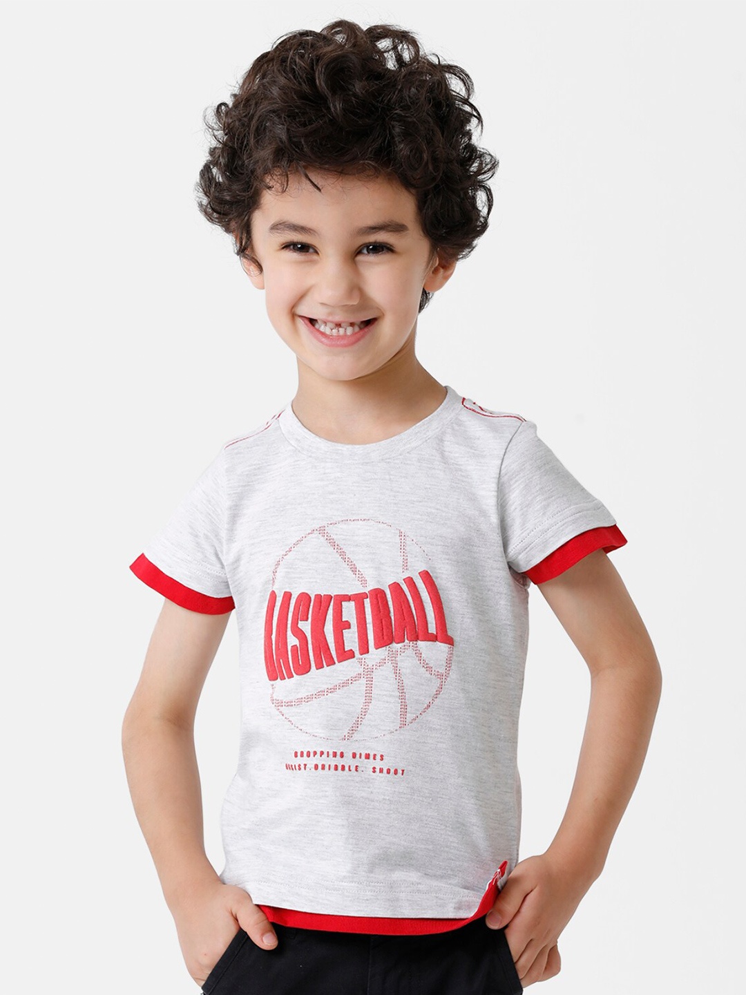 KATE & OSCAR Boys Grey Sports Printed T-shirt