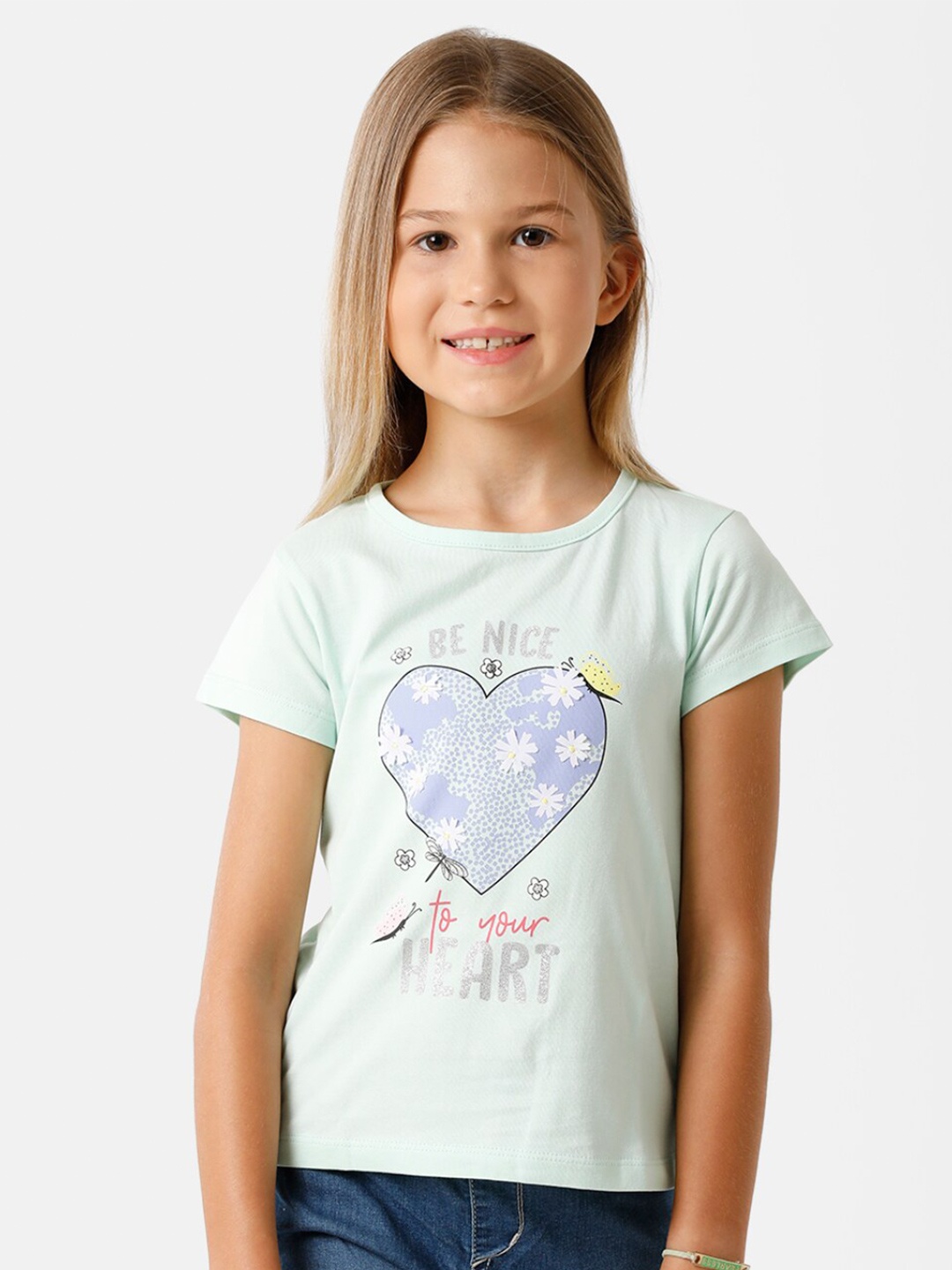 

KATE & OSCAR Girls Blue Printed T-shirt