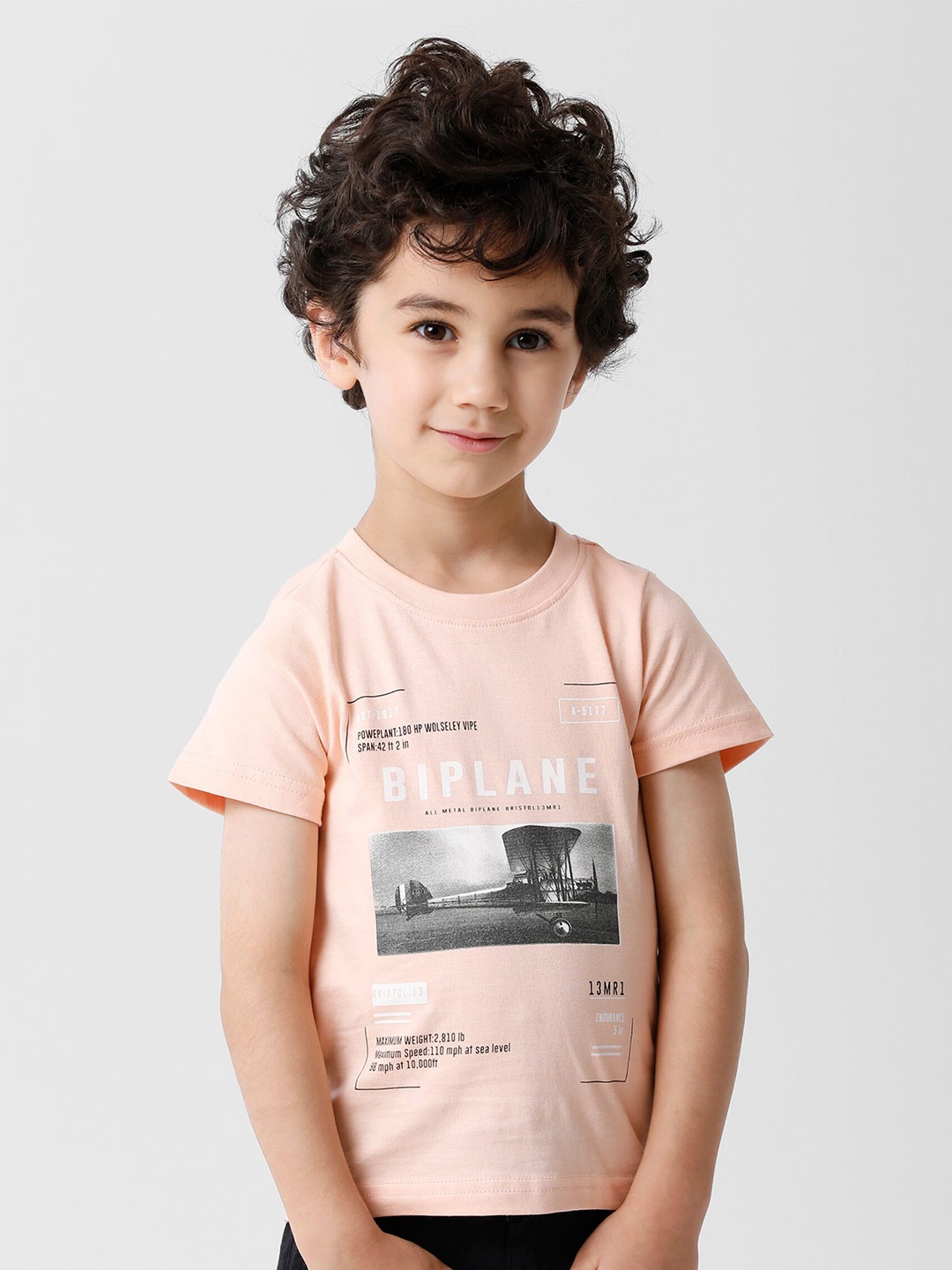 

KATE & OSCAR Boys Pink Printed Round Neck Cotton T-shirt