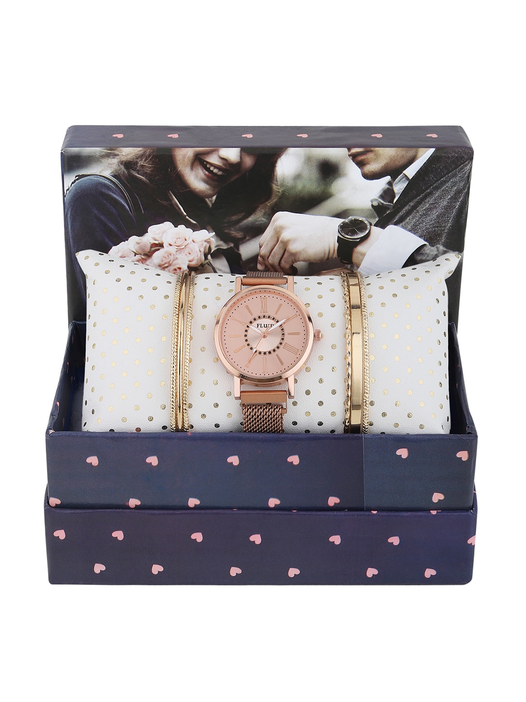 

FLUID Women Rose Gold Toned Watch And Bracelet Gift Set FL-Watch Gift Set-17