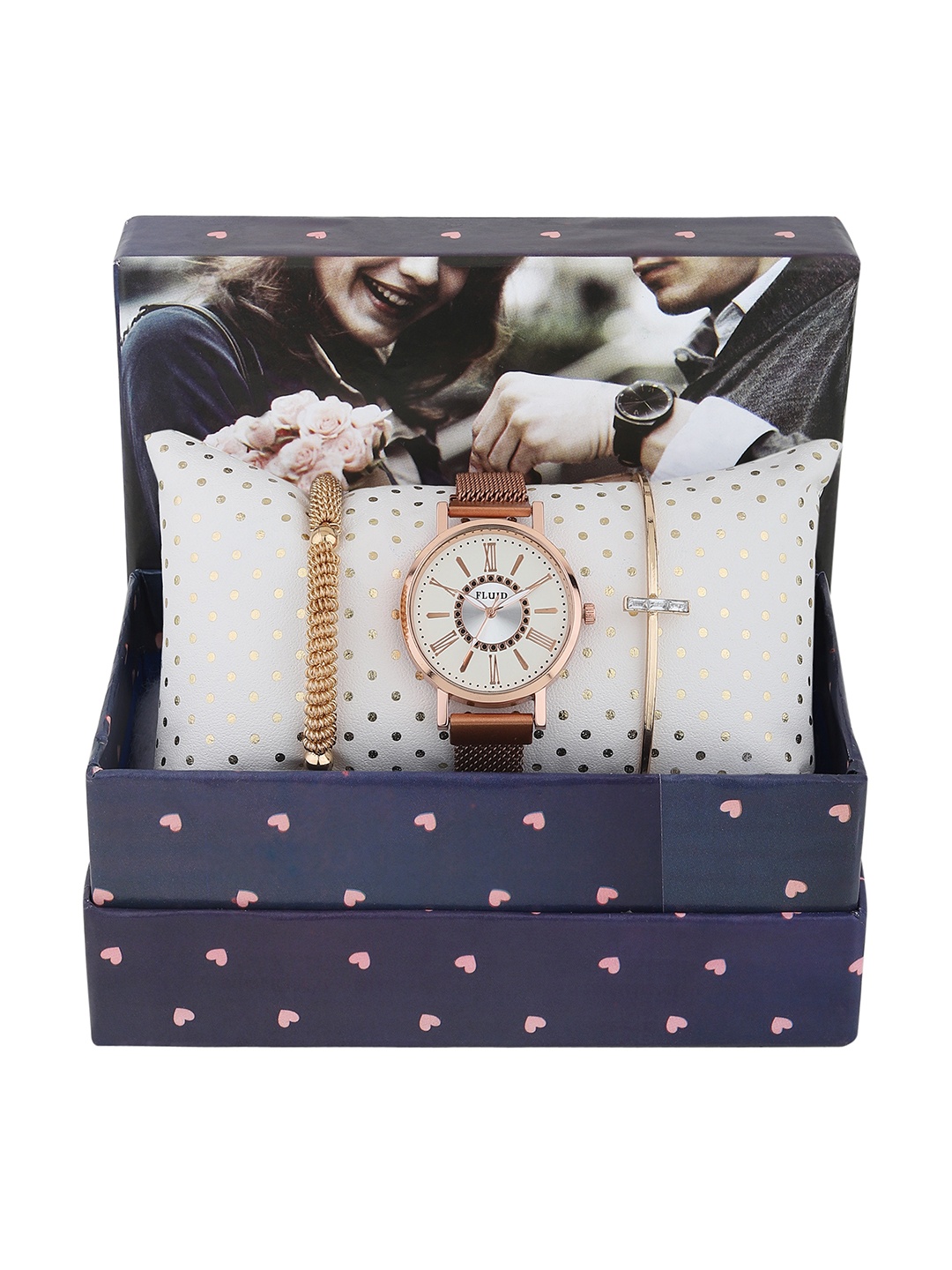 

FLUID Women Rose Gold-Toned Solid Watch Gift Set FL-Watch Gift Set-12