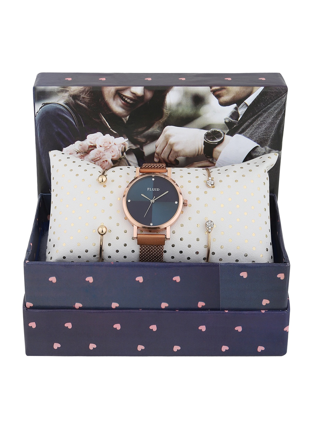 

FLUID Women Rose Gold-Toned Solid Watch & Bracelet Gift Set FL-Watch Gift Set-40-Rose