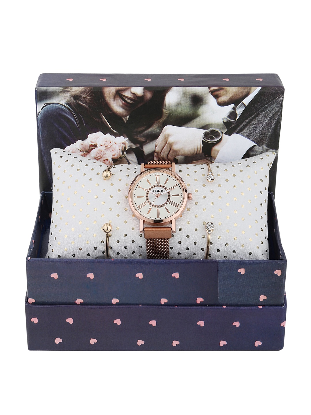 

FLUID Women Rose-Toned Watch & Bracelet Gift Set