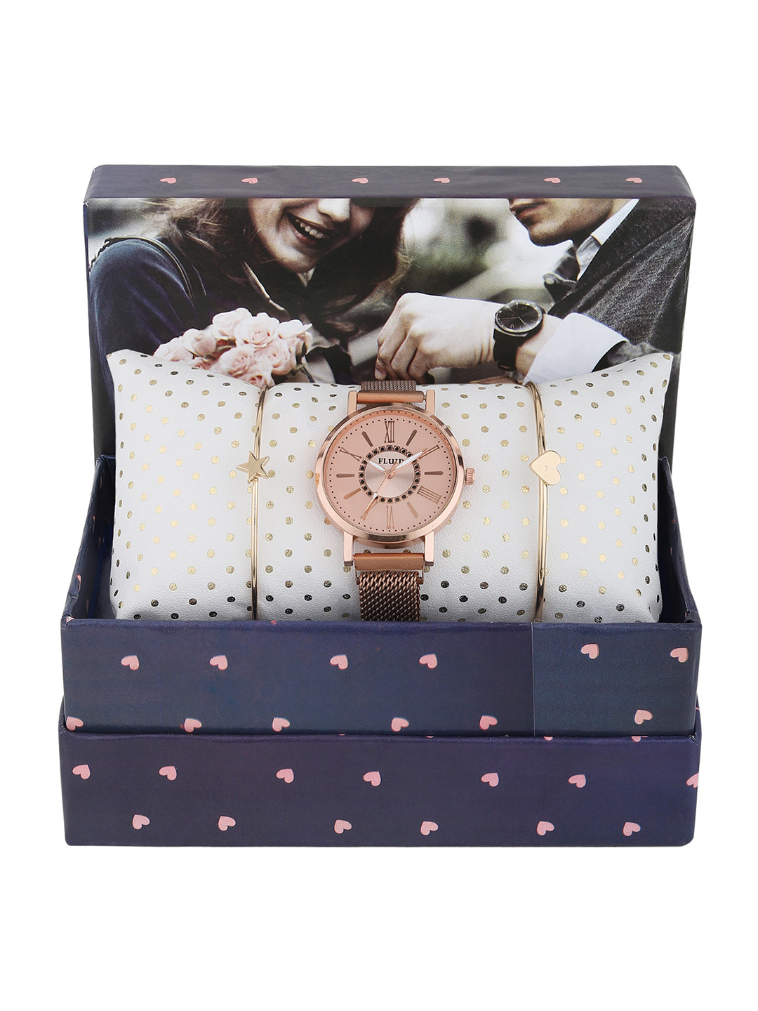 

FLUID Women Watch & Bracelet Gift Set, Rose