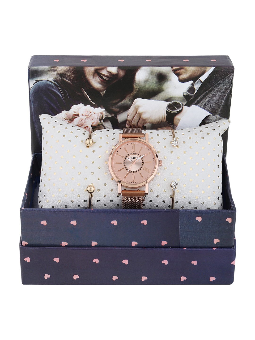

FLUID Women Rose Gold-Toned Solid Watch Gift Set