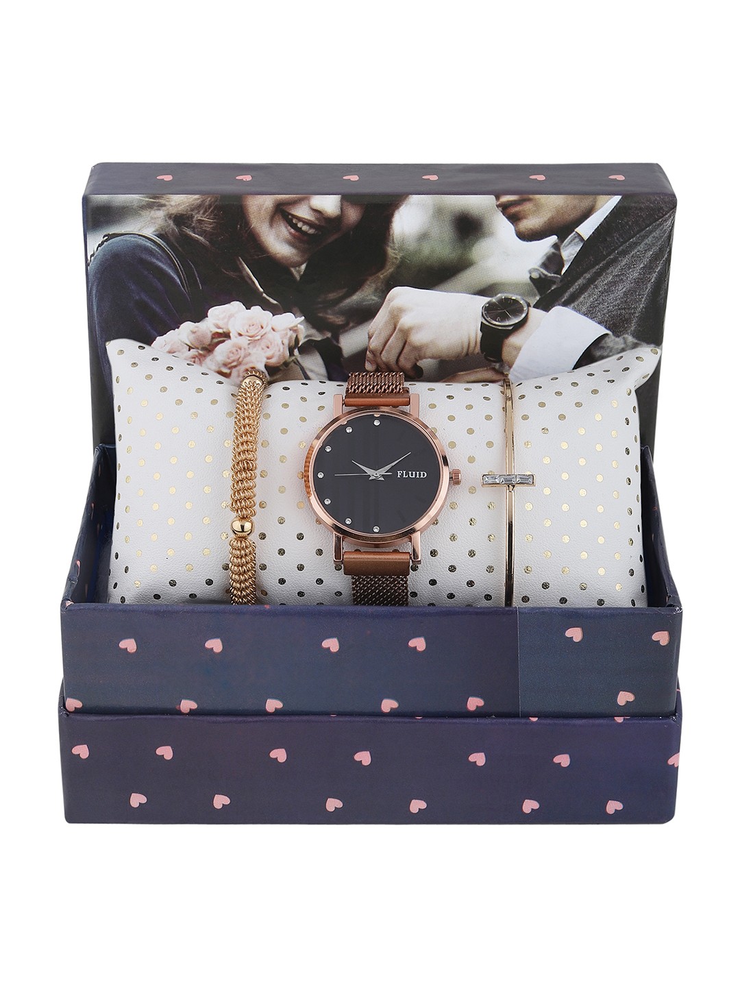 

FLUID Women Rose Gold-Toned Solid Watch & Bracelet Gift Set FL-Watch Gift Set