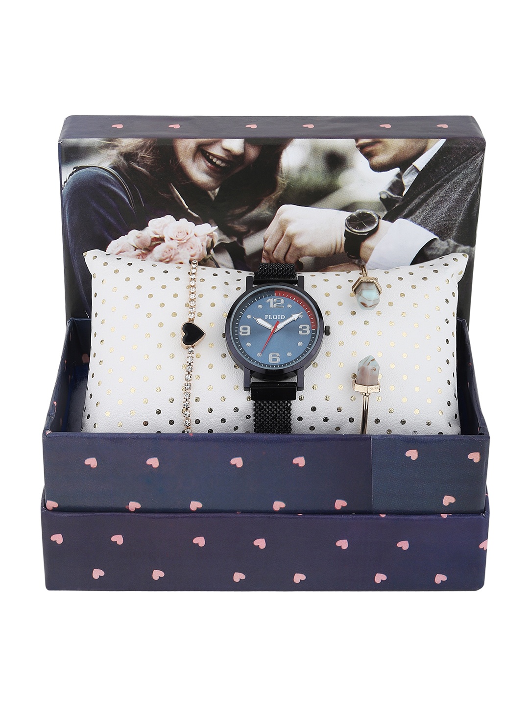 

FLUID Women Black Watch & Bracelet Gift Set