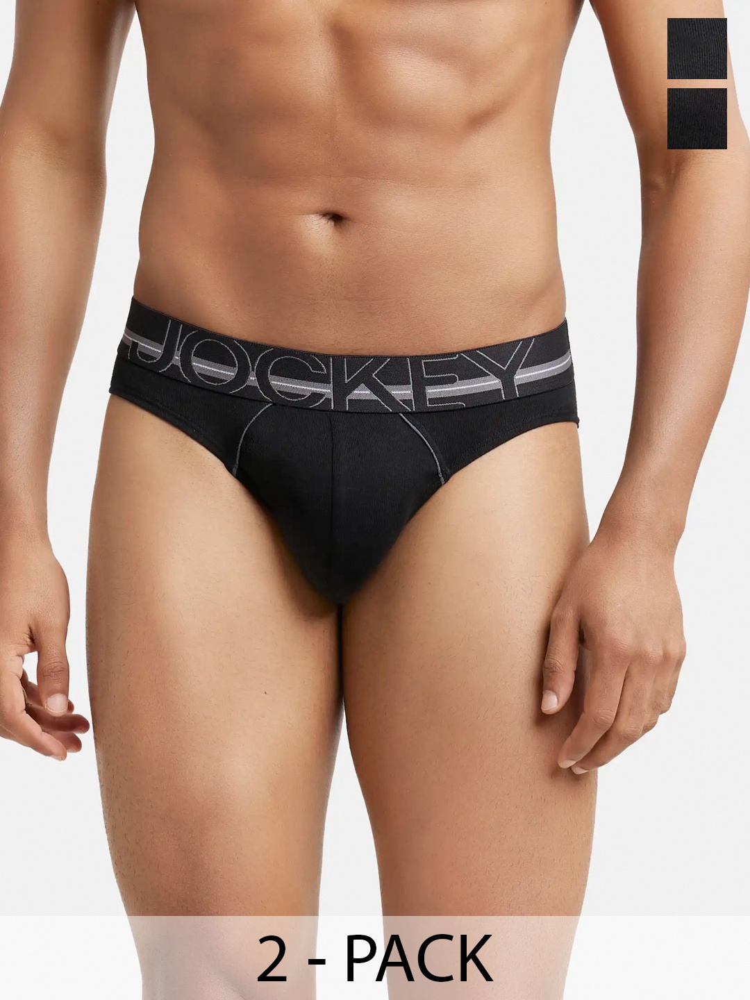 

Pack Of 2 Super Combed Cotton Rib Solid Brief with Ultrasoft Waistband-US17, Black