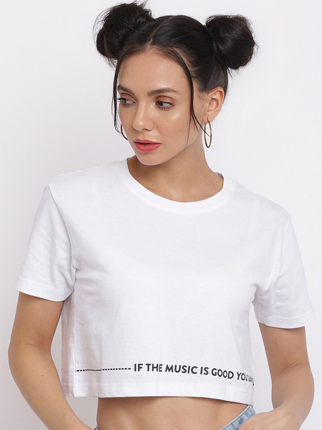 

Belliskey Women White Crop Cotton T-shirt