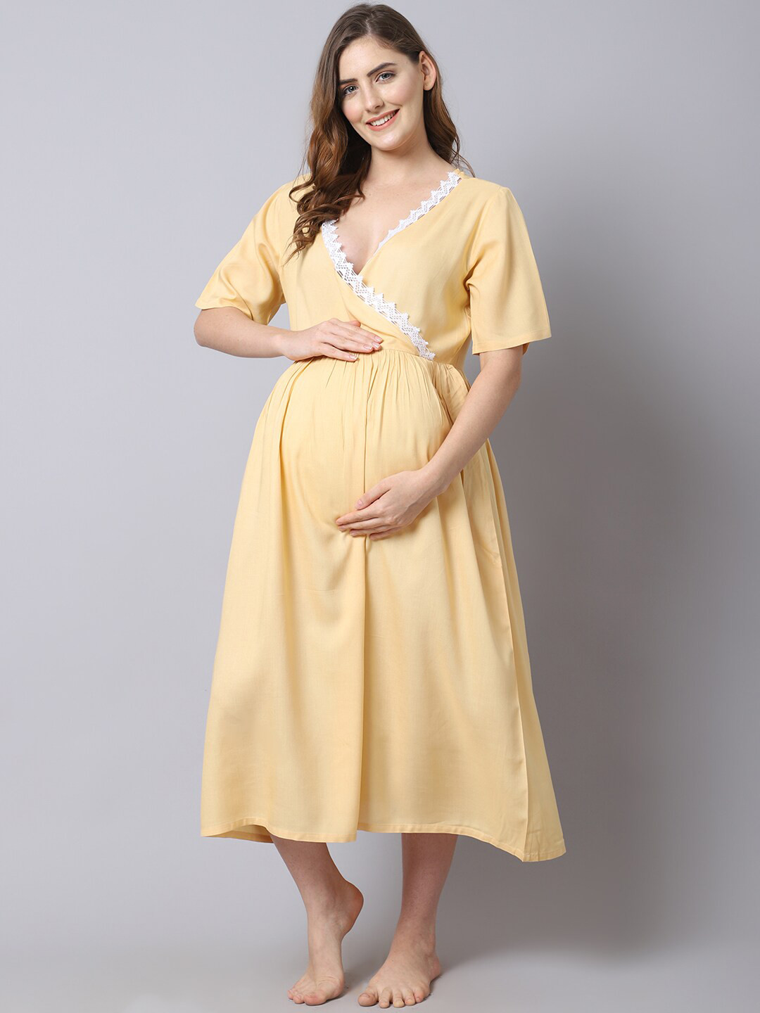 

Shararat Maternity Wrap Maxi Nightdress, Beige