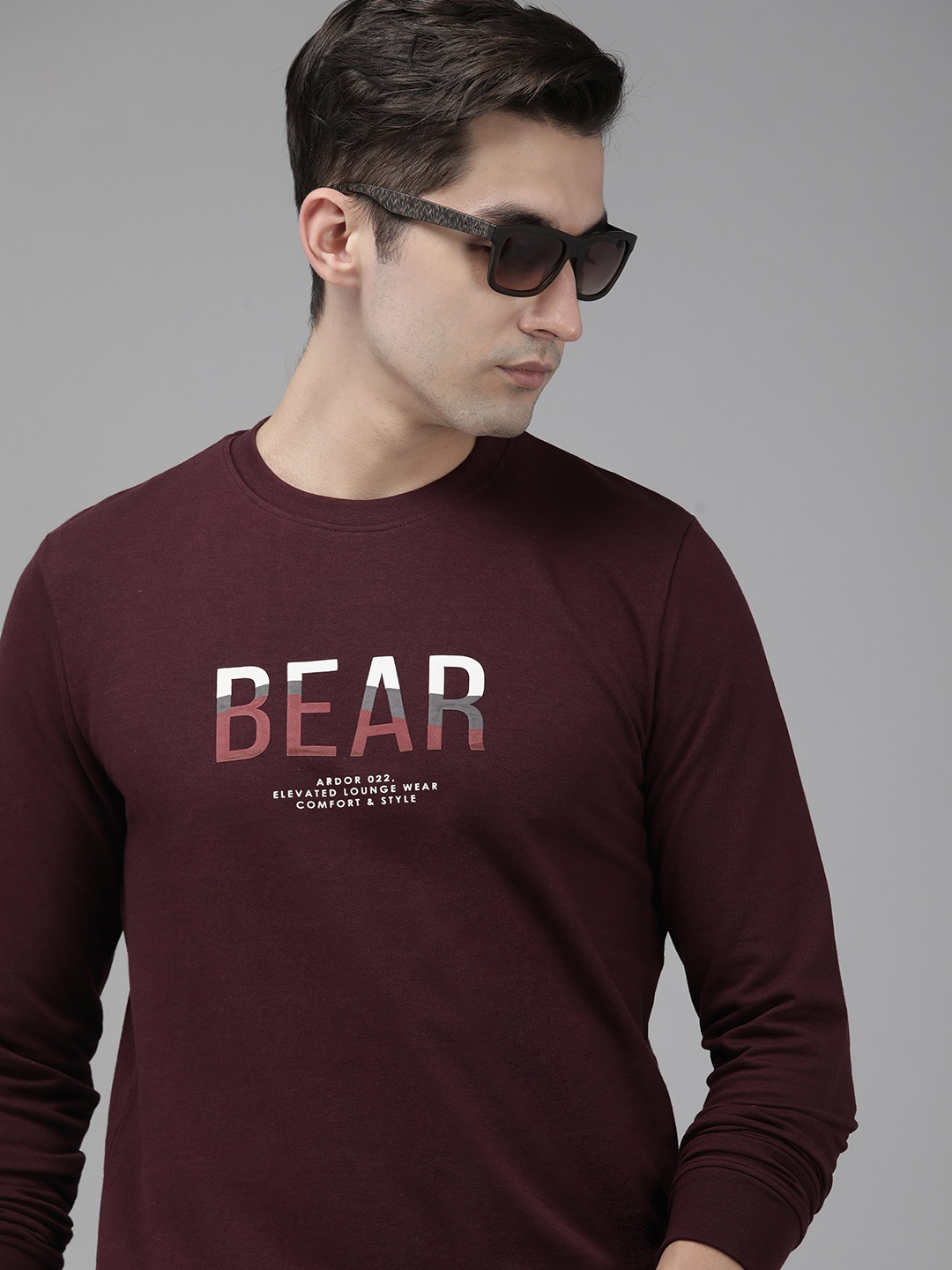 

THE BEAR HOUSE Men Maroon Printed Sweatshirt