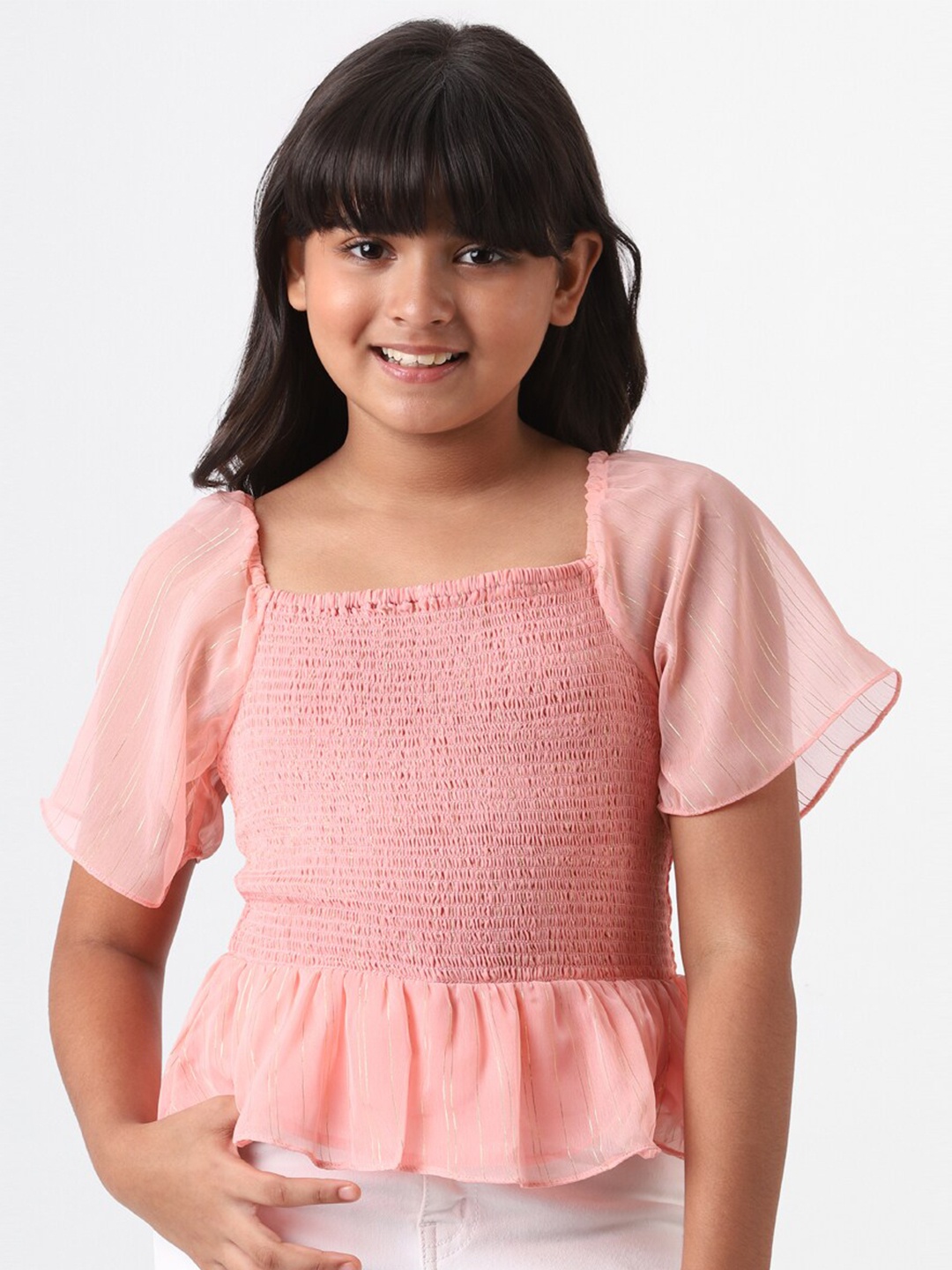 AND Girls Coral Peplum Top