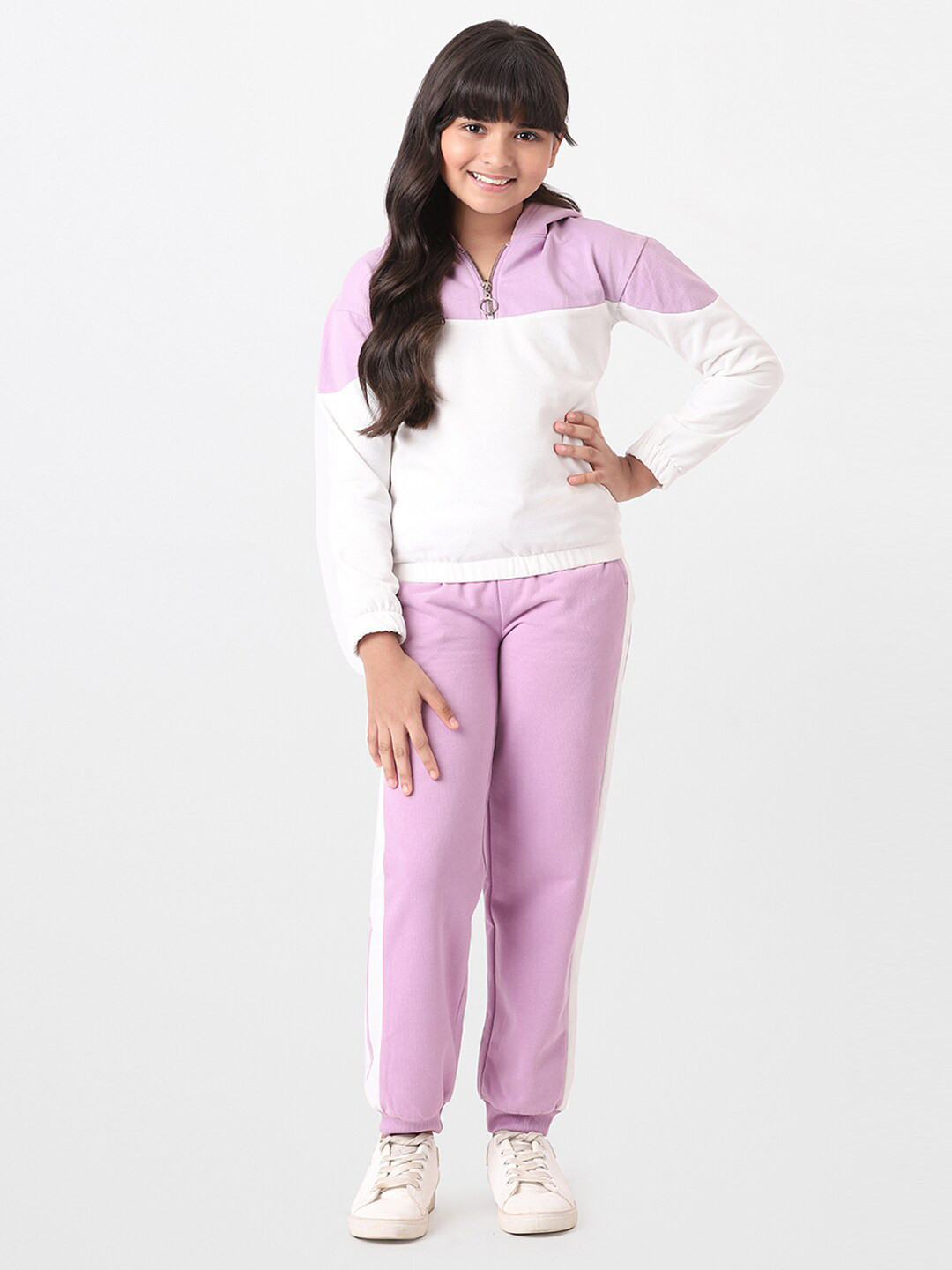 

AND Girls Colourblocked Top With Pyjamas, Pink