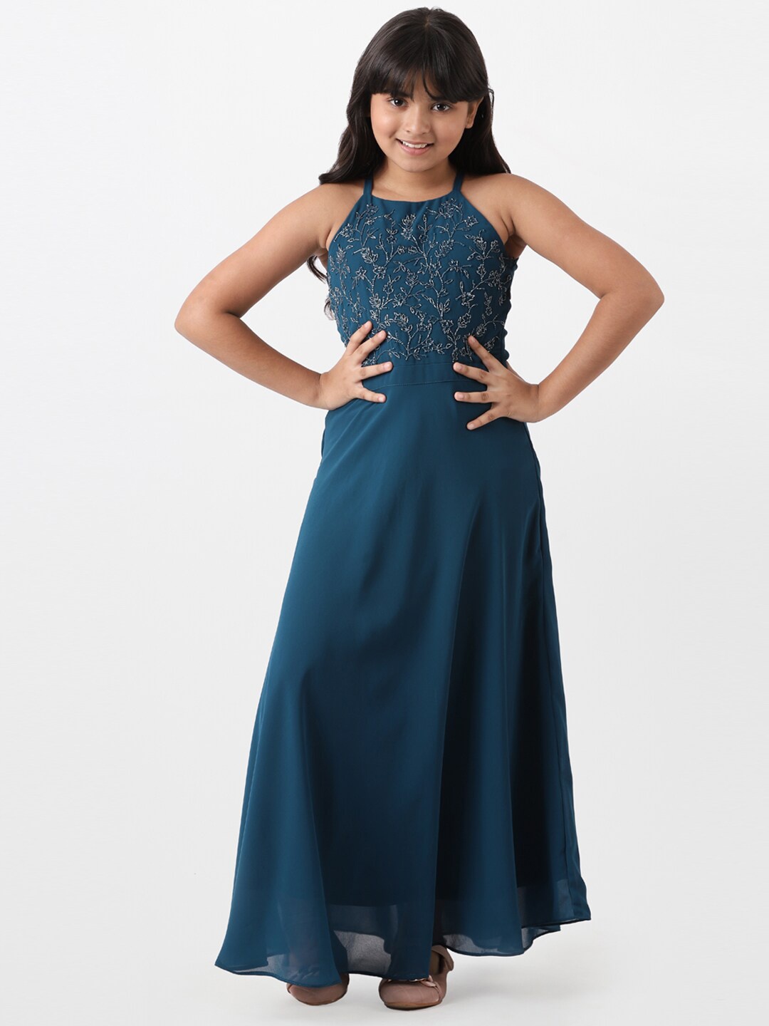 

AND Embellished Shoulder Straps Maxi Dress, Teal