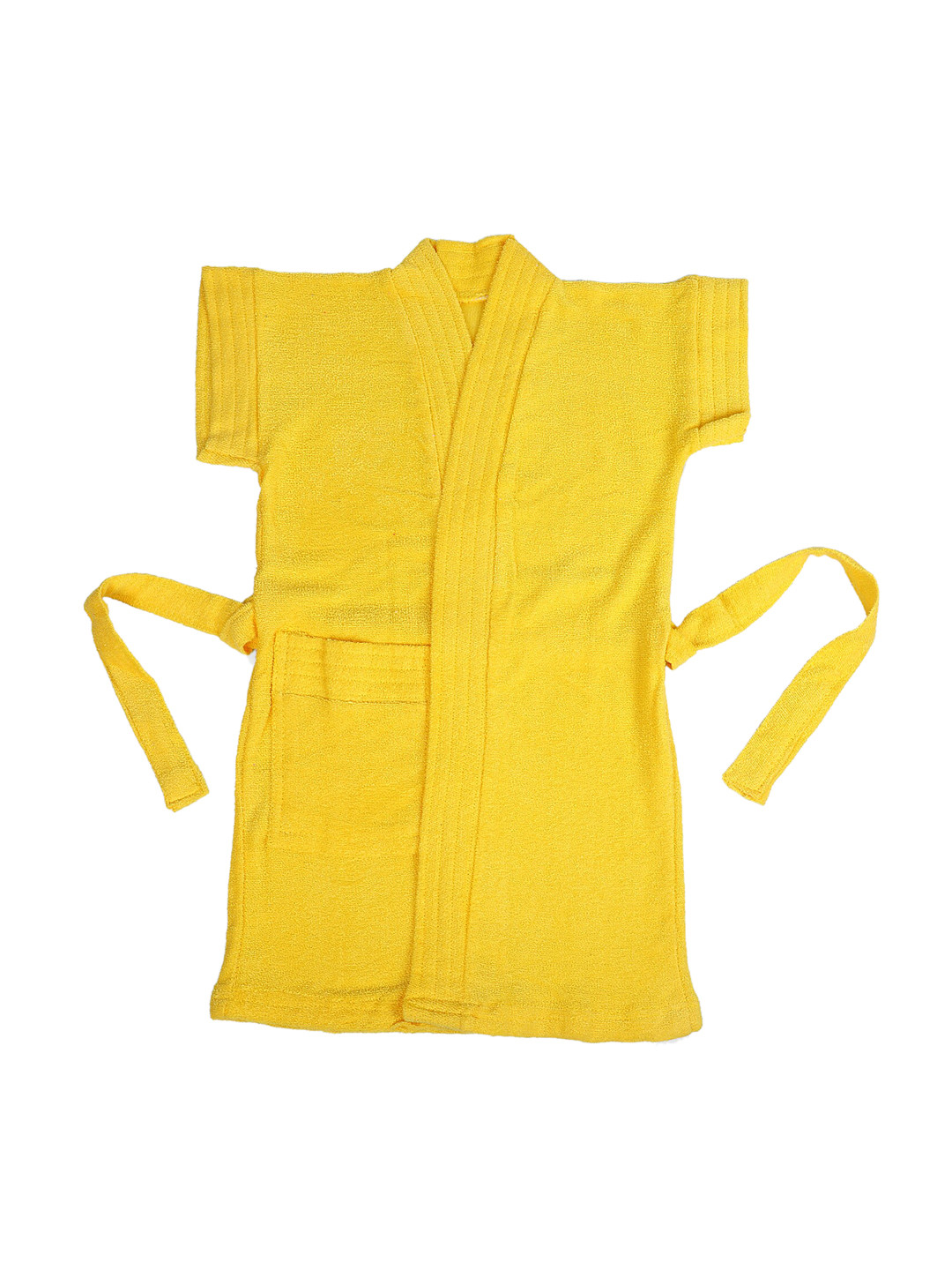 

Baby Moo Kids Yellow Half Sleeves Pocket With Waist Belt Bathrobe