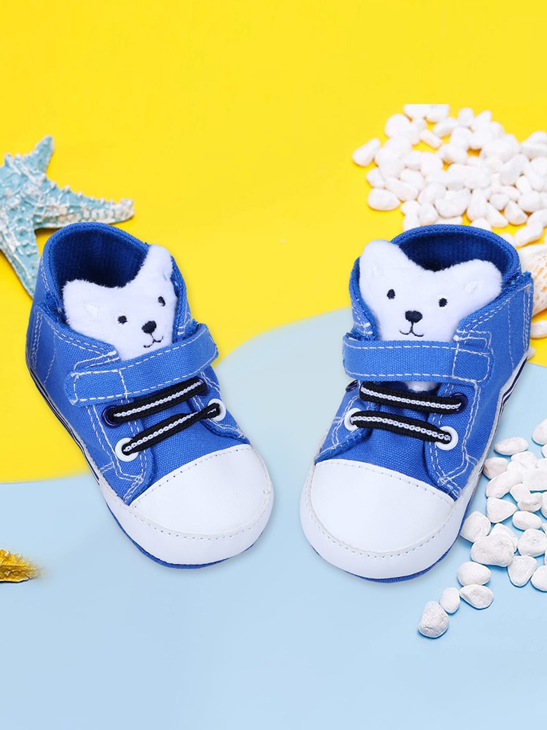 

Baby Moo Infant Blue & White Anti-Slip Cotton Booties